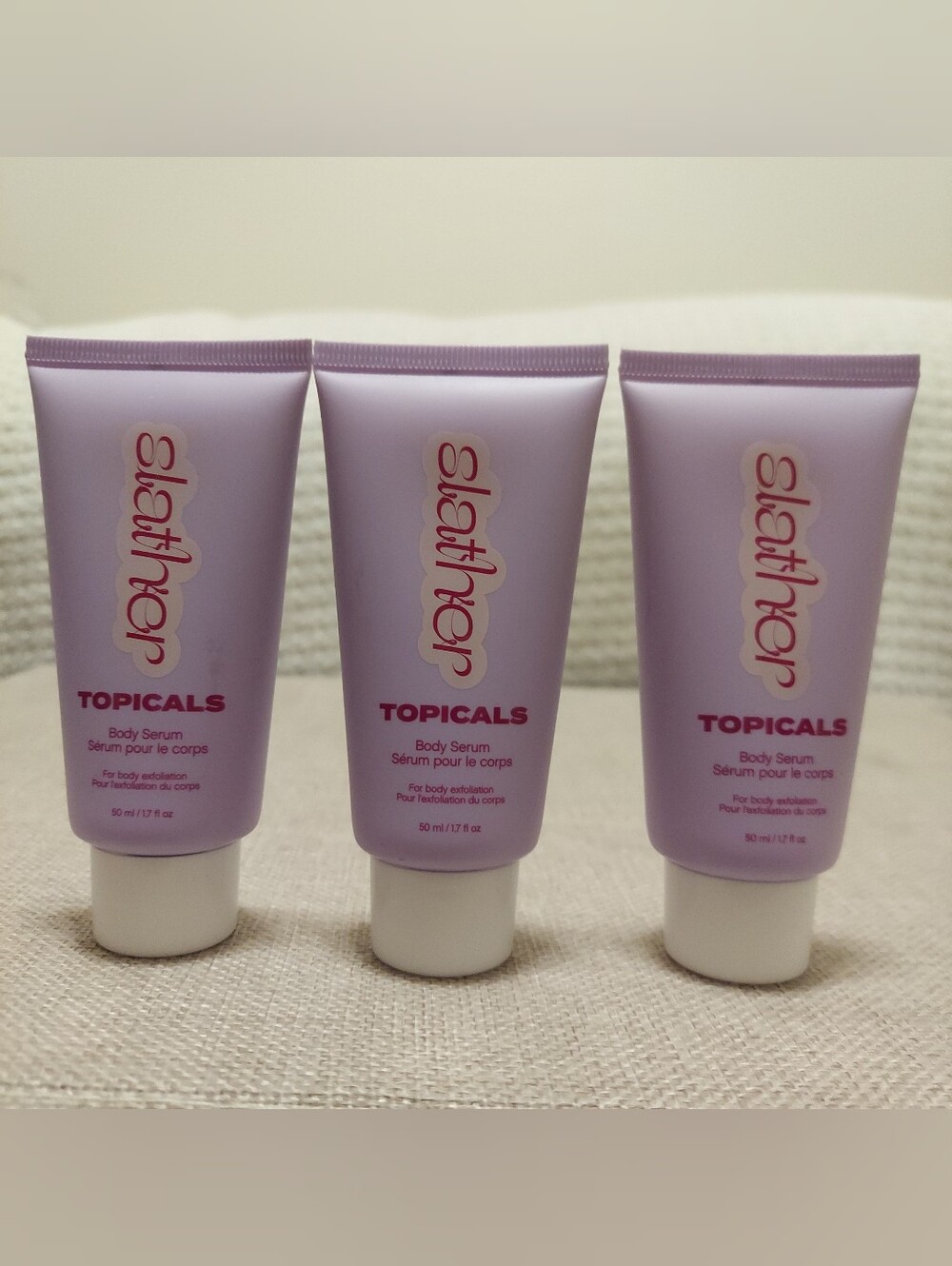 3set TOPICALS SLATHER EXFOLIATING BODY SERUM FOR TEXTURED SKIN 1.7FL OZ